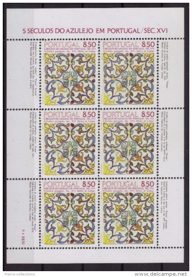 Portugal N° 1529 - Feuille Complète De 8 Timbres Neufs ** - Azulejo - Couvent Santa Clara à Funchal - Feuilles Complètes Et Multiples