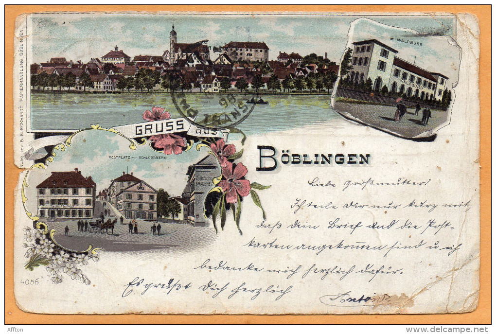 Gruss Aus Boblingen Germany 1898 Postcard - Boeblingen