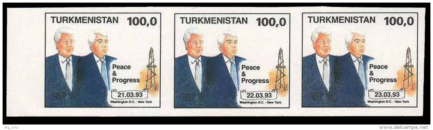 TURKMENISTAN - Peace & Progress - 3 Valori: 21.03.93 / 22.03.93 / 23.03.93 - Turkmenistan