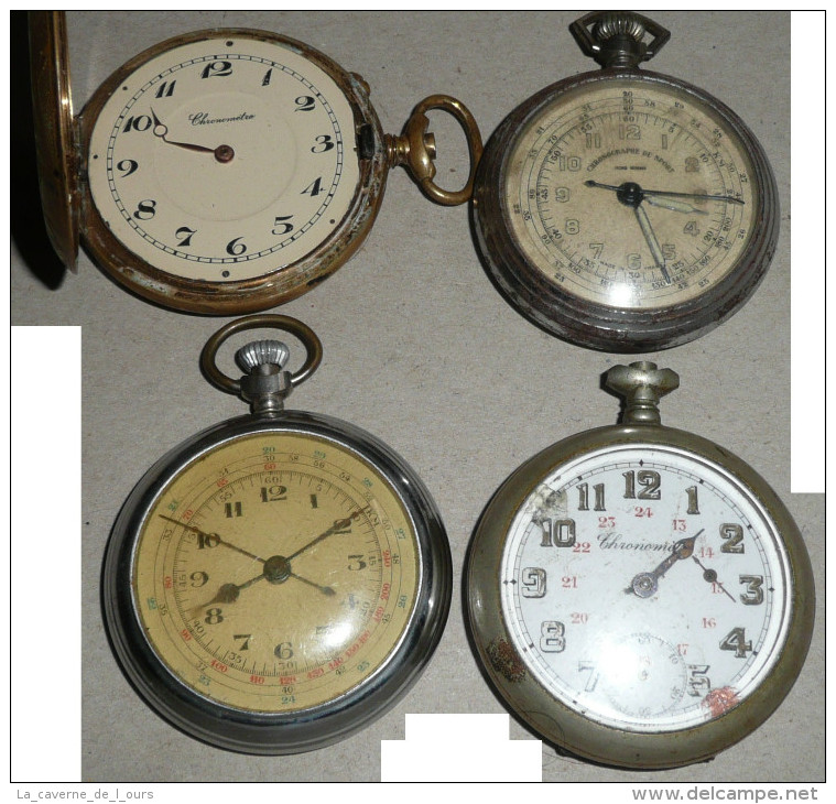 Rare Lot D'anciens Chronomètres, Chronographe De Sport, Pour Pièces Ou à Restaurer, Chrono Chronos - Horloge: Zakhorloge