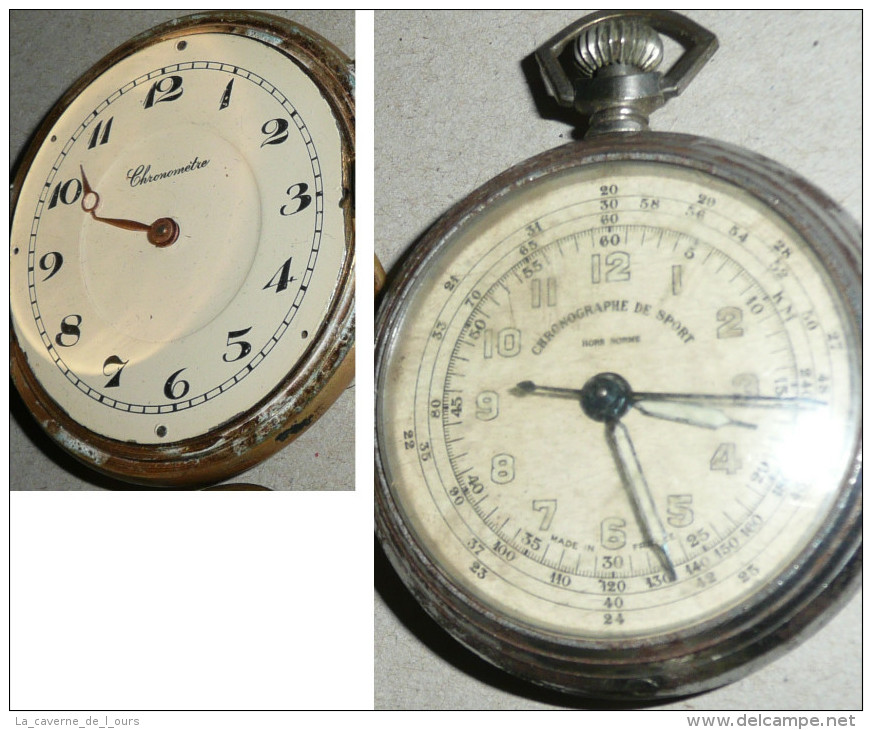 Rare Lot D'anciens Chronomètres, Chronographe De Sport, Pour Pièces Ou à Restaurer, Chrono Chronos - Horloge: Zakhorloge