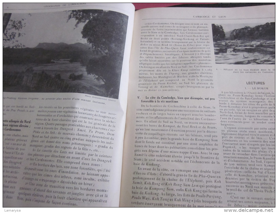 1932 Géographie de l´Indochine -Cambodge-Laos-Tonkin-Annam-Cochinchine-Gravures -Plans-Cartes-Photos