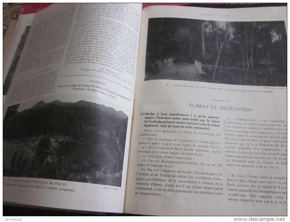 1932 Géographie de l´Indochine -Cambodge-Laos-Tonkin-Annam-Cochinchine-Gravures -Plans-Cartes-Photos