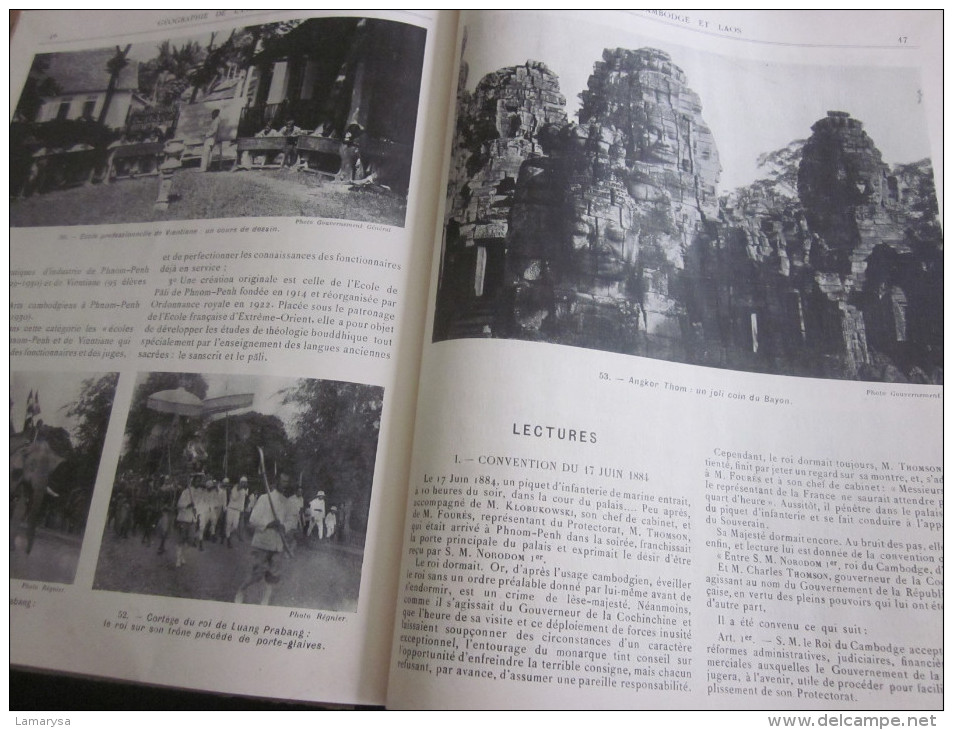 1932 Géographie de l´Indochine -Cambodge-Laos-Tonkin-Annam-Cochinchine-Gravures -Plans-Cartes-Photos