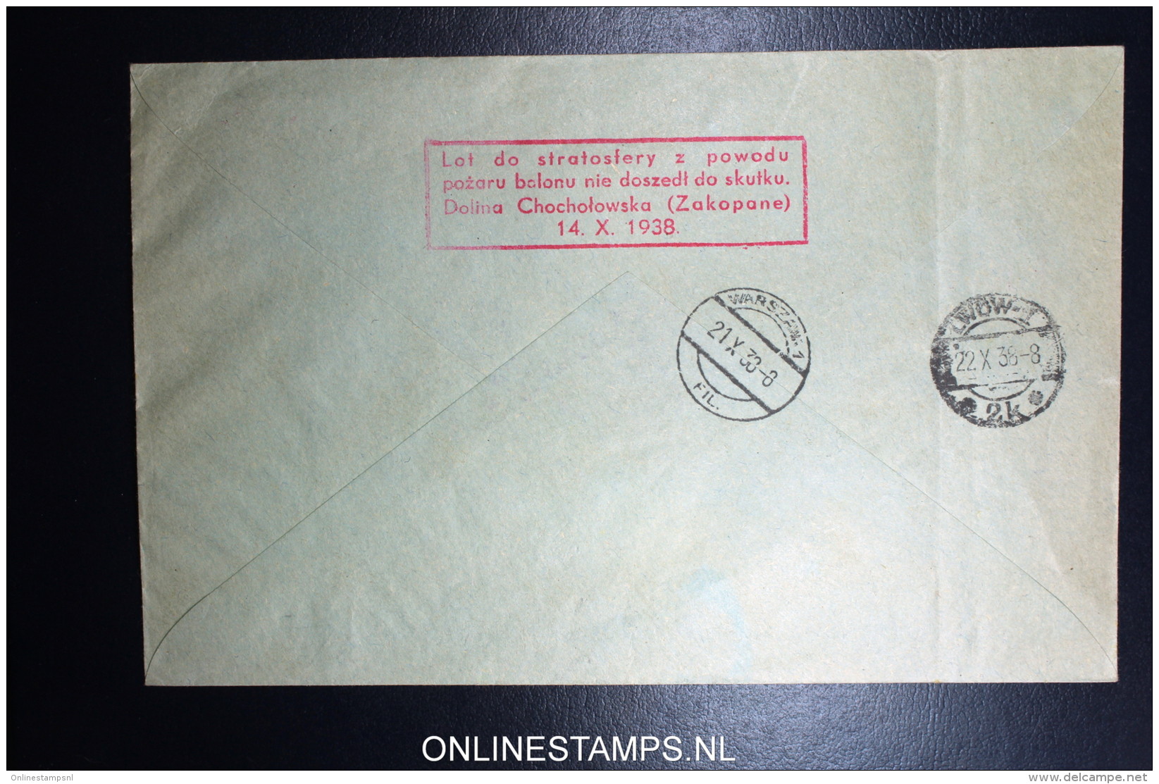 Poland Registered Cover Mi Block 6 Lot Do Stratosfery Z Powodu Pozaru Balonu Nie DoszedÅ‚ Do Skutku Dolina Chocholowska - Blocks & Sheetlets & Panes