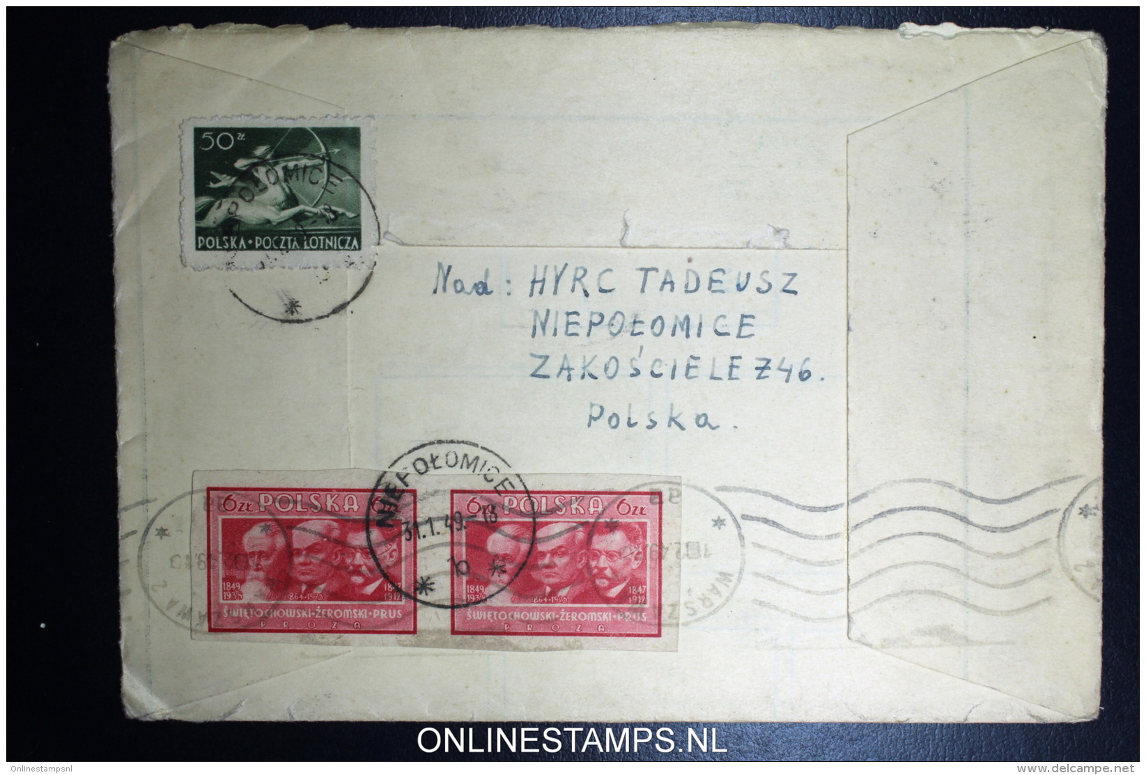 Poland Registered   Cover 1949 Niepolumice  To  USA Mixed Stamps - Briefe U. Dokumente