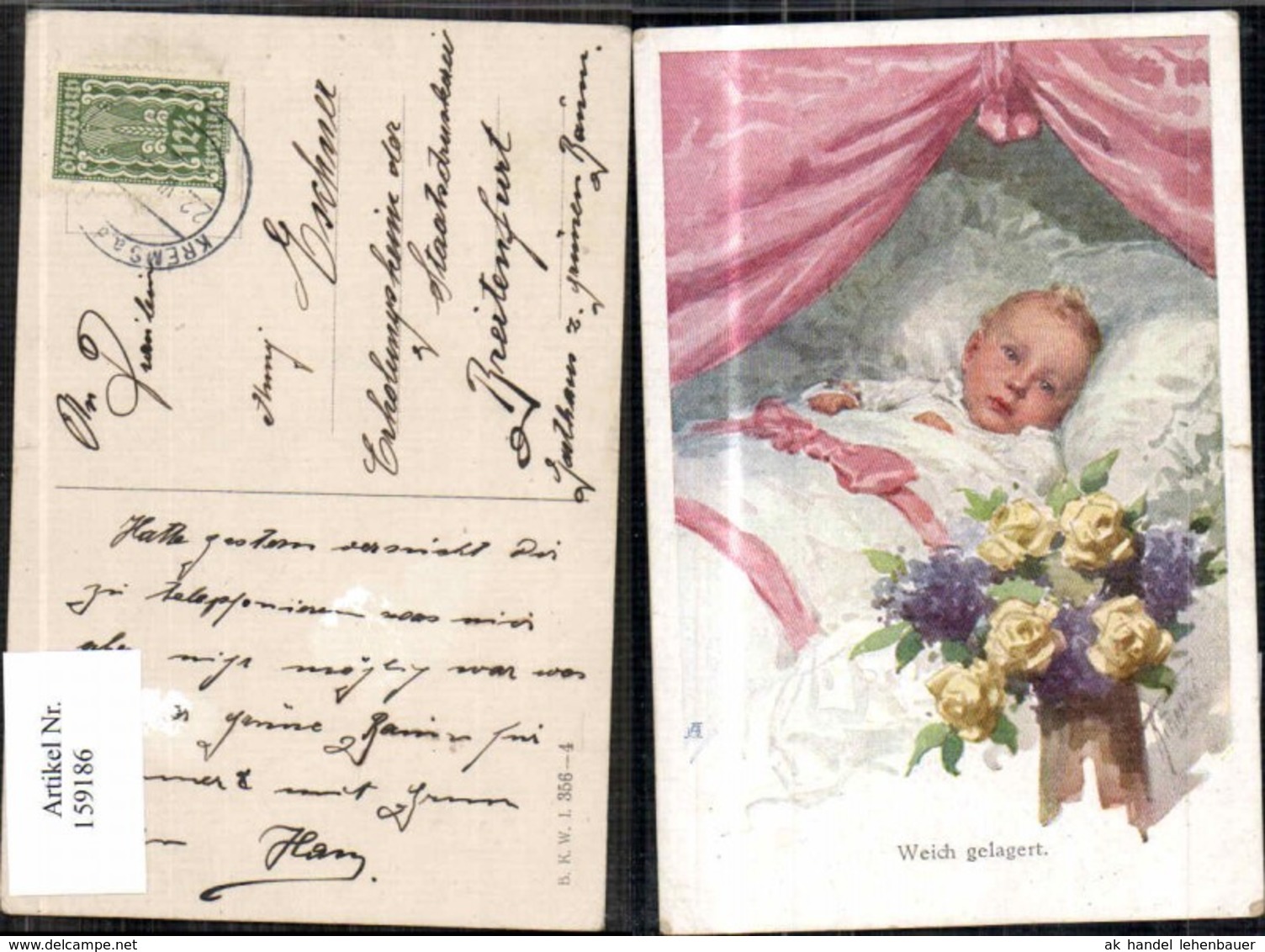 159186,Karl Feiertag Weich Gelagert Blumen Rosen Baby B.K.W.I 356-4 - Feiertag, Karl