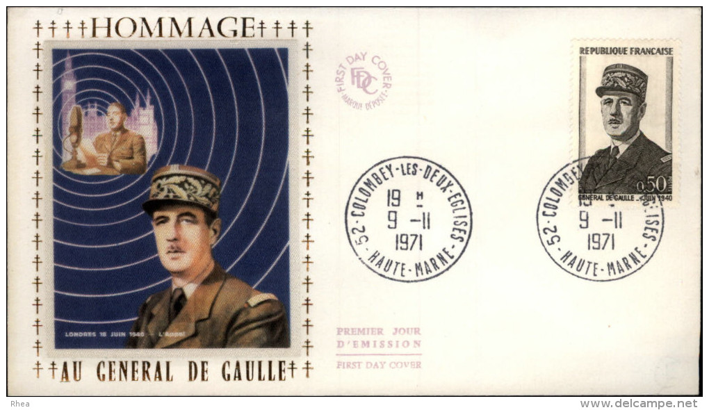 GUERRE 39-45 - GENERAL DE GAULLE - Enveloppe 1er Jour - First Day Cover - Covers & Documents