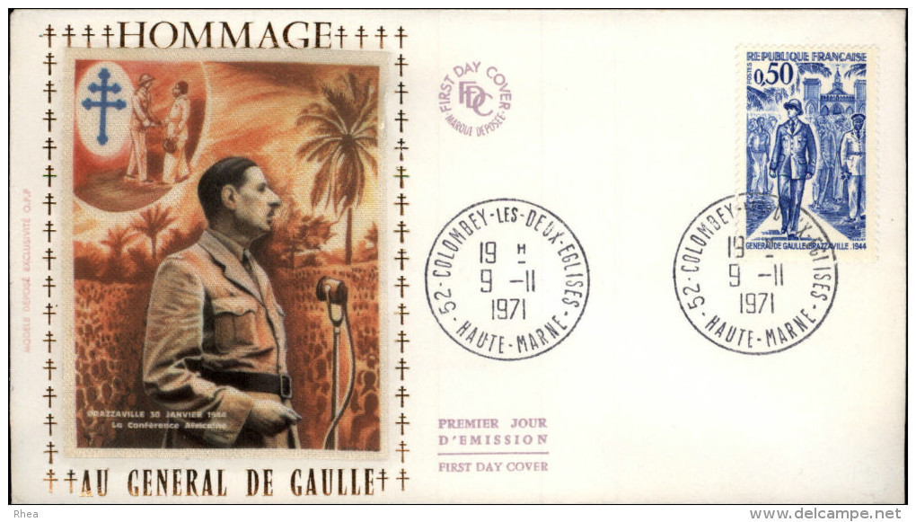 GUERRE 39-45 - GENERAL DE GAULLE - Enveloppe 1er Jour - First Day Cover - Lettres & Documents