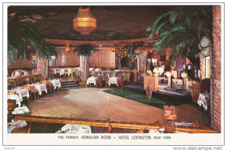 Hotel Lexington Hawaiian Room Lounge Cocktail Bar, New York City Manhattan, C1940s/50s Vintage Postcard - Bares, Hoteles Y Restaurantes