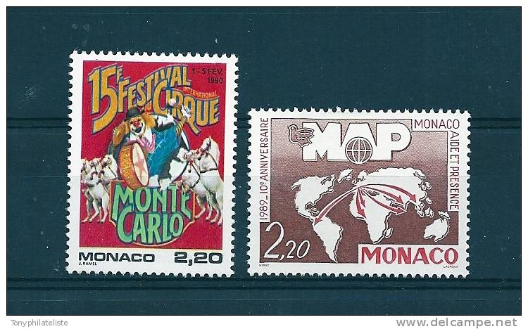 Monaco Timbres De 1989  Neufs** N°1703 Et 1704 - Nuevos