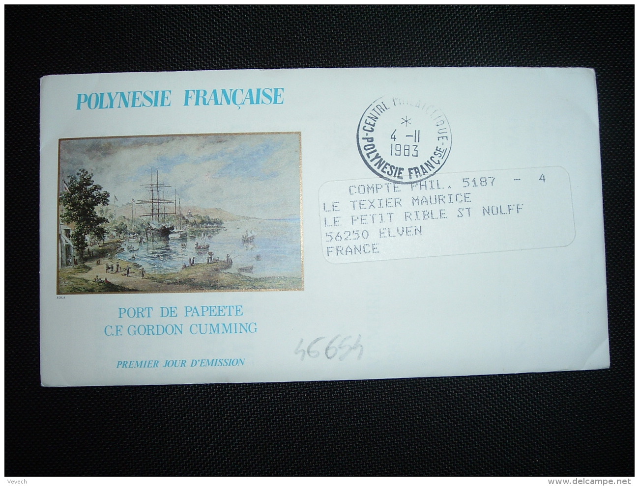 LETTRE PORT DE PAPEETE OBL.4-11-1983 CENTRE PHILATELIQUE POLYNESIE FRANCSE - Lettres & Documents