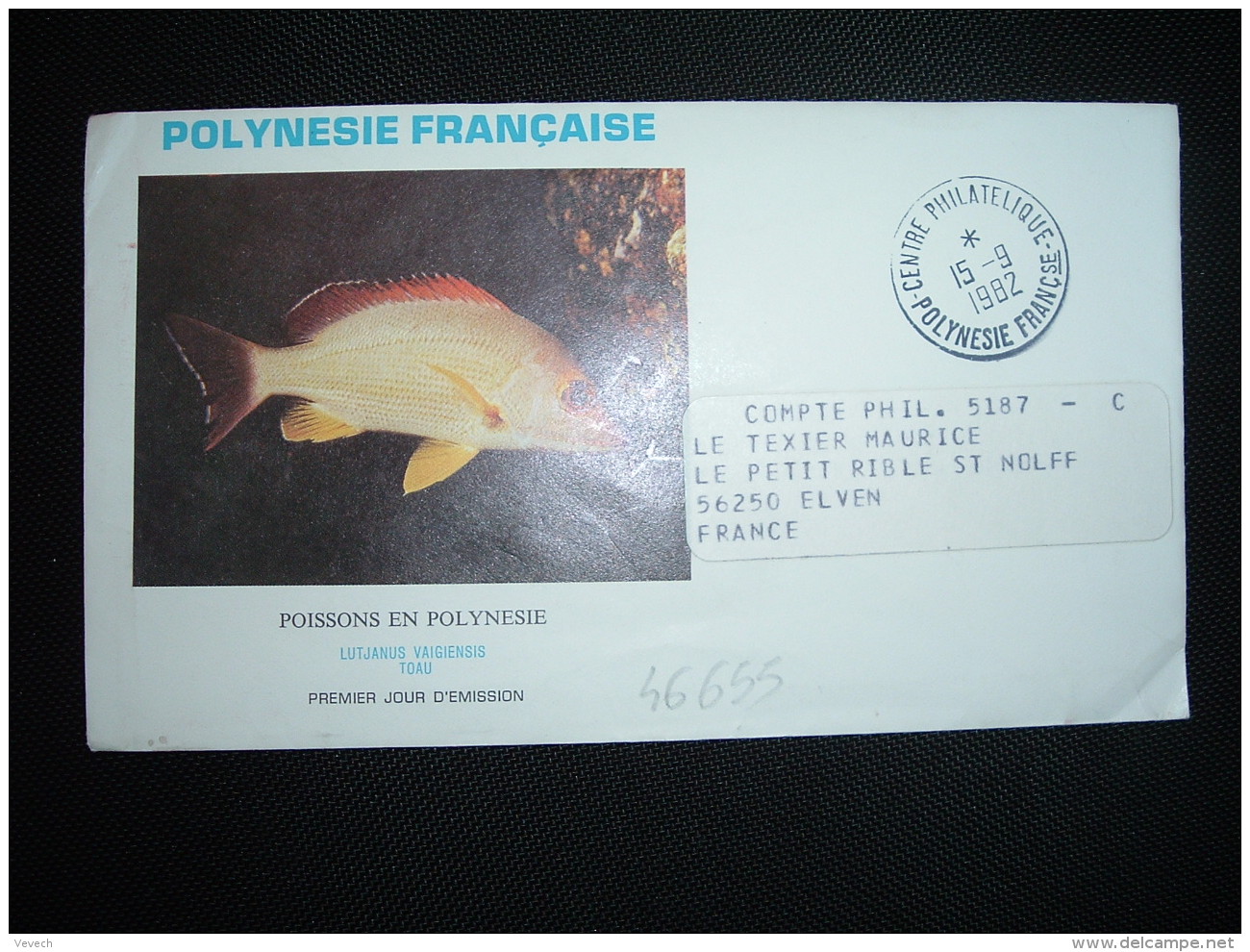 LETTRE POISSONS EN POLYNESIE OBL.15-9-1982 CENTRE PHILATELIQUE POLYNESIE FRANCSE - Storia Postale