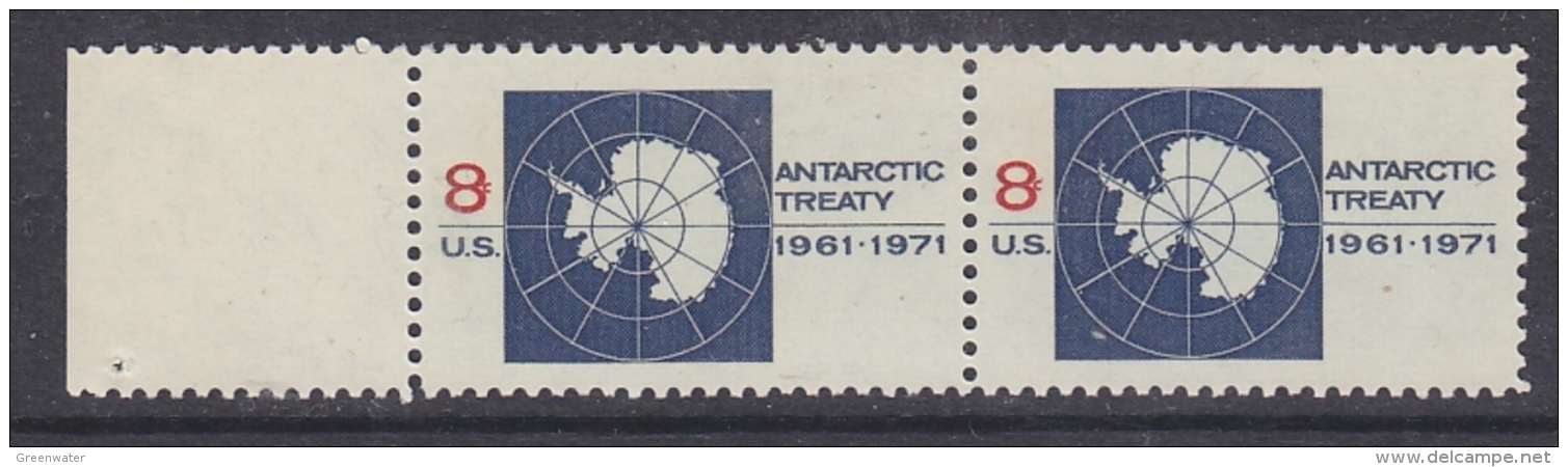 United States 1971 Antarctic Treaty 1v  Pair  ** Mnh  (31154) - Tratado Antártico