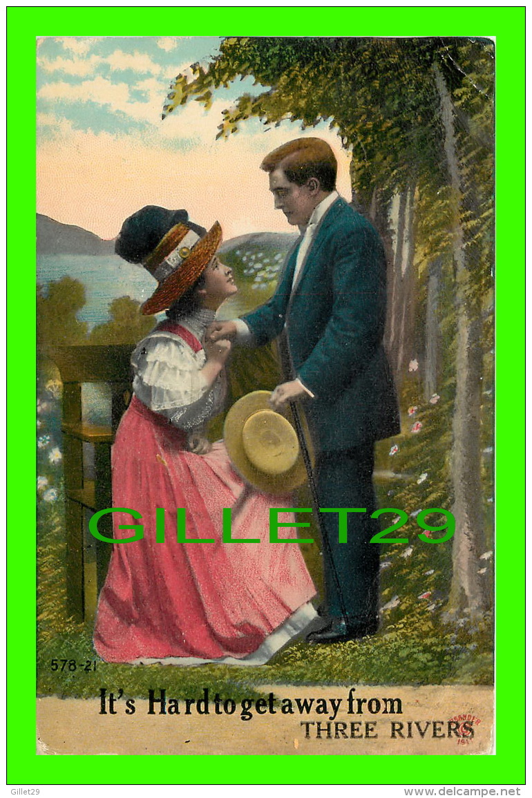 COUPLES - IT'S HARD TO GET AWAY FROM THREE RIVERS, QUEBEC - WRITTEN IN 1911 - - Koppels