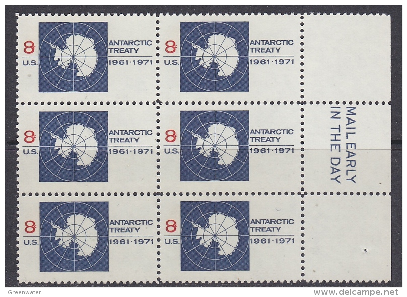 United States 1971 Antarctic Treaty 1v Bl Of 6 (+ Mail Early In The Day)  ** Mnh  (31154C) - Antarctisch Verdrag