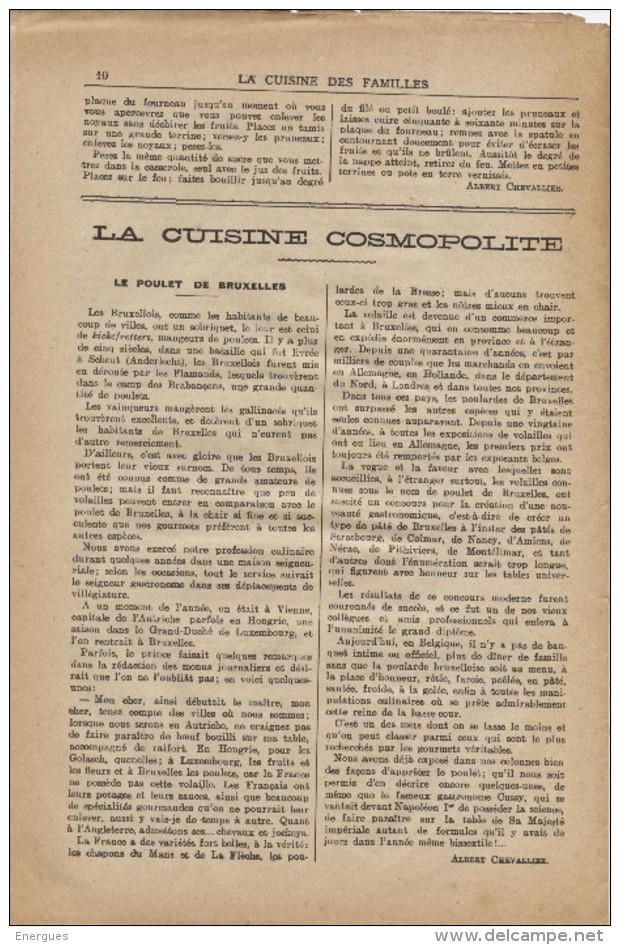 La Cuisine Des Familles, 1907-1908, 43 N°, Illustré, Menus Du Dimanche, Cosmopolite,, Boîte à Sel, Hygiène, Réception - 1900 - 1949