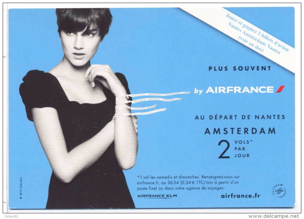 Carte Publicitaire Air France Depart Nantes Amsterdam  KLM  2010 Cart Com Eco - Advertising