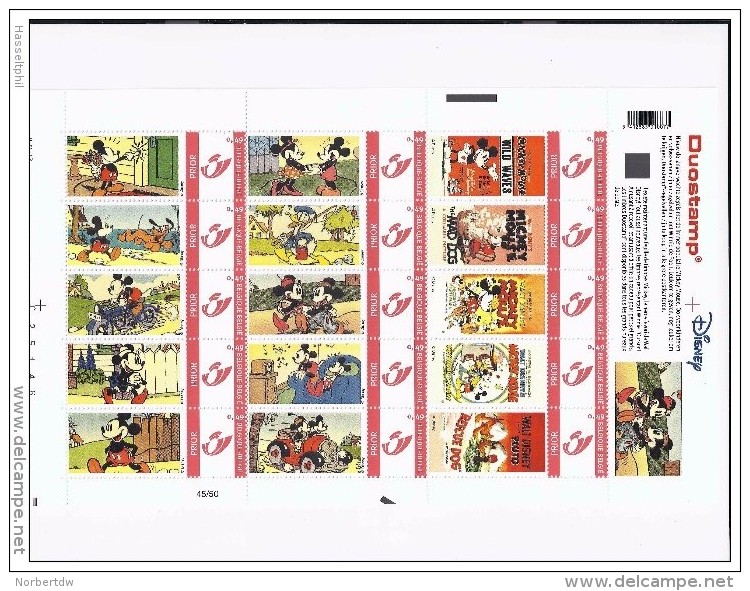 Belgium**MICKEY MOUSE-DISNEY-SHEET 15 DUOSTAMPS-CARTOONS-MICKEY MAUS-2002-MNH - Other & Unclassified