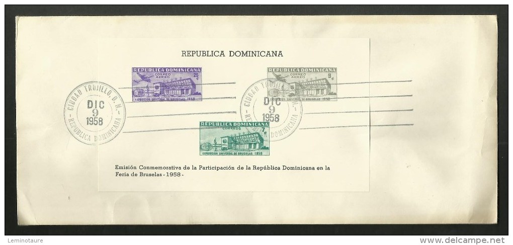 DOMINICAINE - DOMINICANA / Bloc N° 18 / Enveloppe FDC 1958 - 1958 – Brüssel (Belgien)