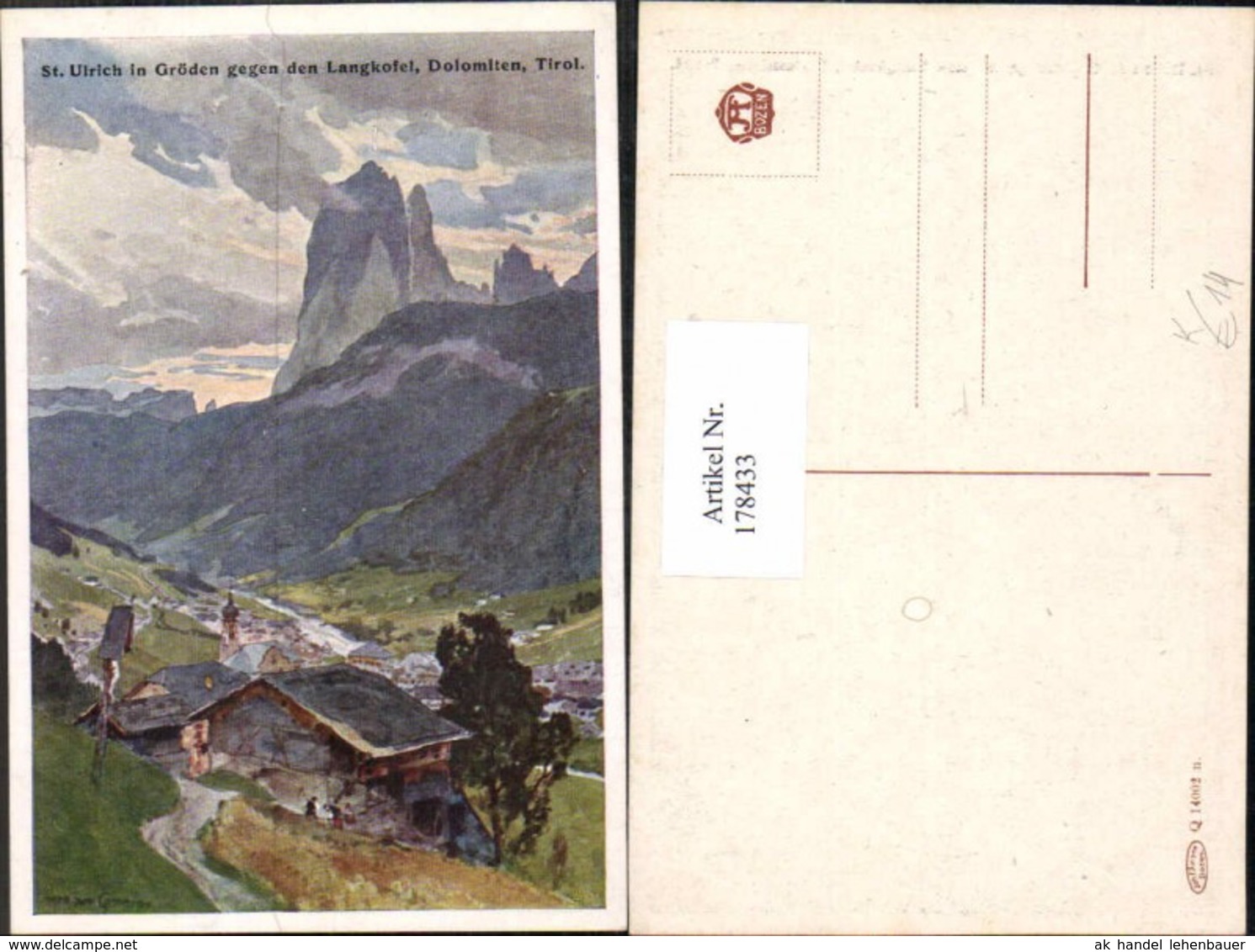 178433,K&uuml;nstler AK E.H. Compton St Ulrich In Gr&ouml;den Trentino Dolomiten - Compton, E.T.