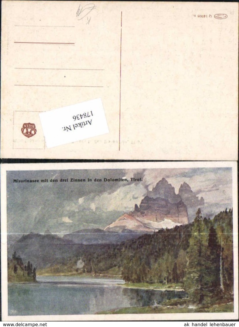 178436,K&uuml;nstler AK E.H. Compton Misurinasee Drei Zinnen Dolomiten Trentino - Compton, E.T.