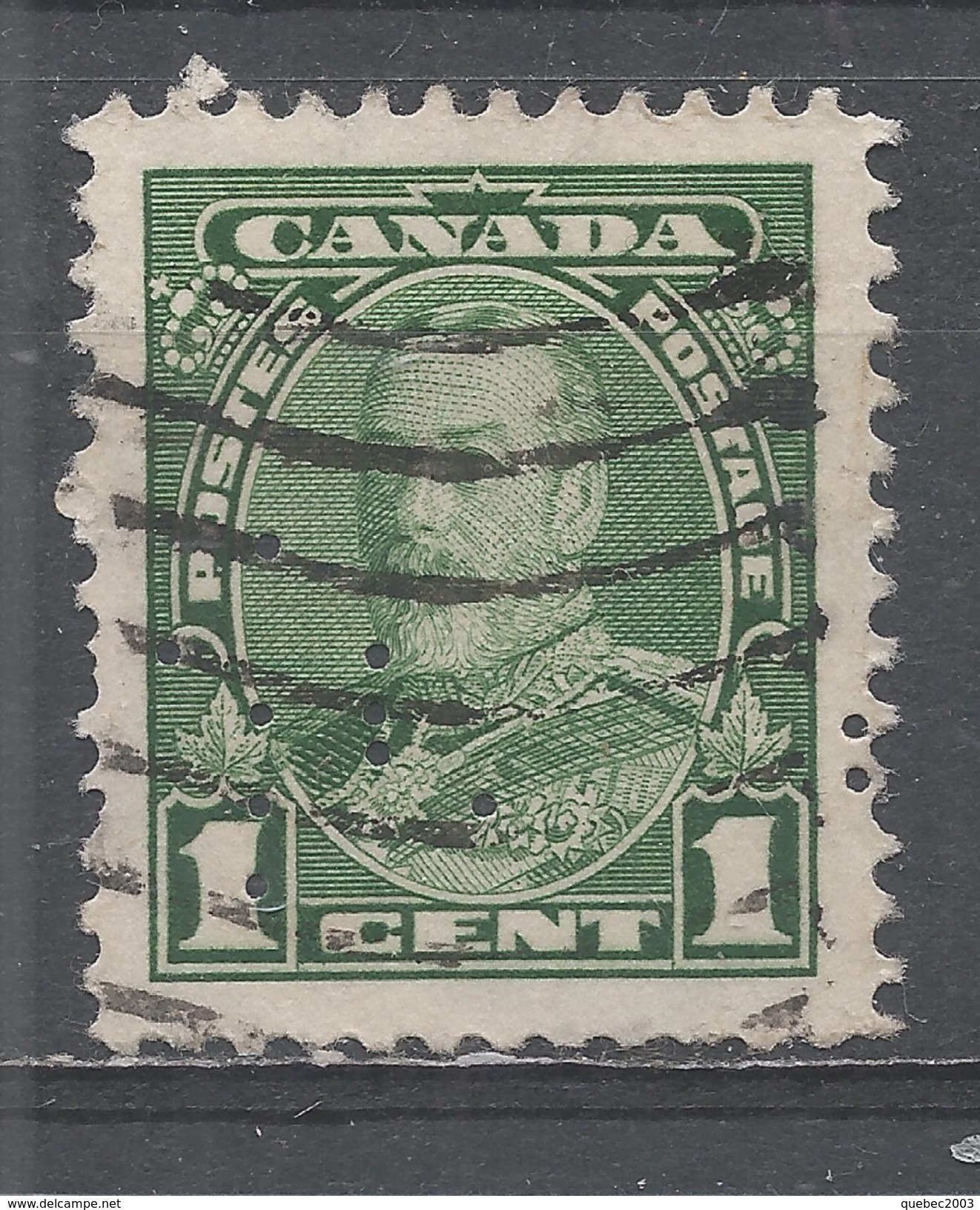 Canada 1935. Scott #217 Perf (U) King George V - Perfins