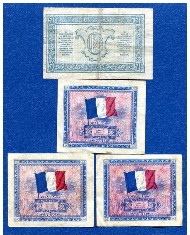 France  4  Billets  Dans  L'etat - 1944 Drapeau/France