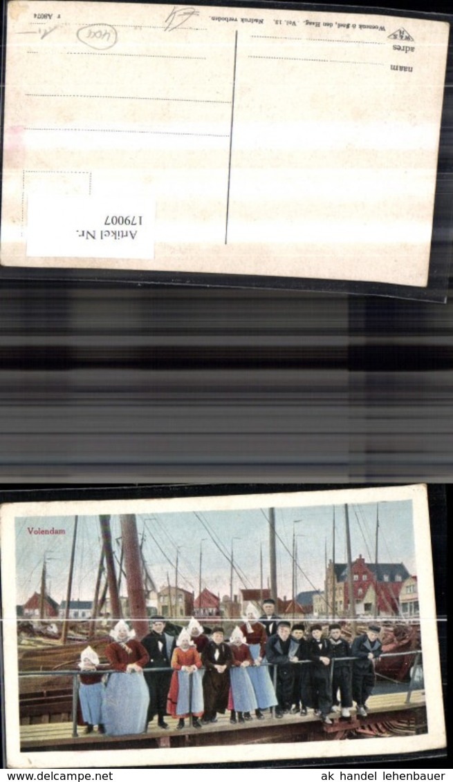 179007,Niederlande Volendam Ansicht Hafen Personen I. Tracht Typen - Unclassified