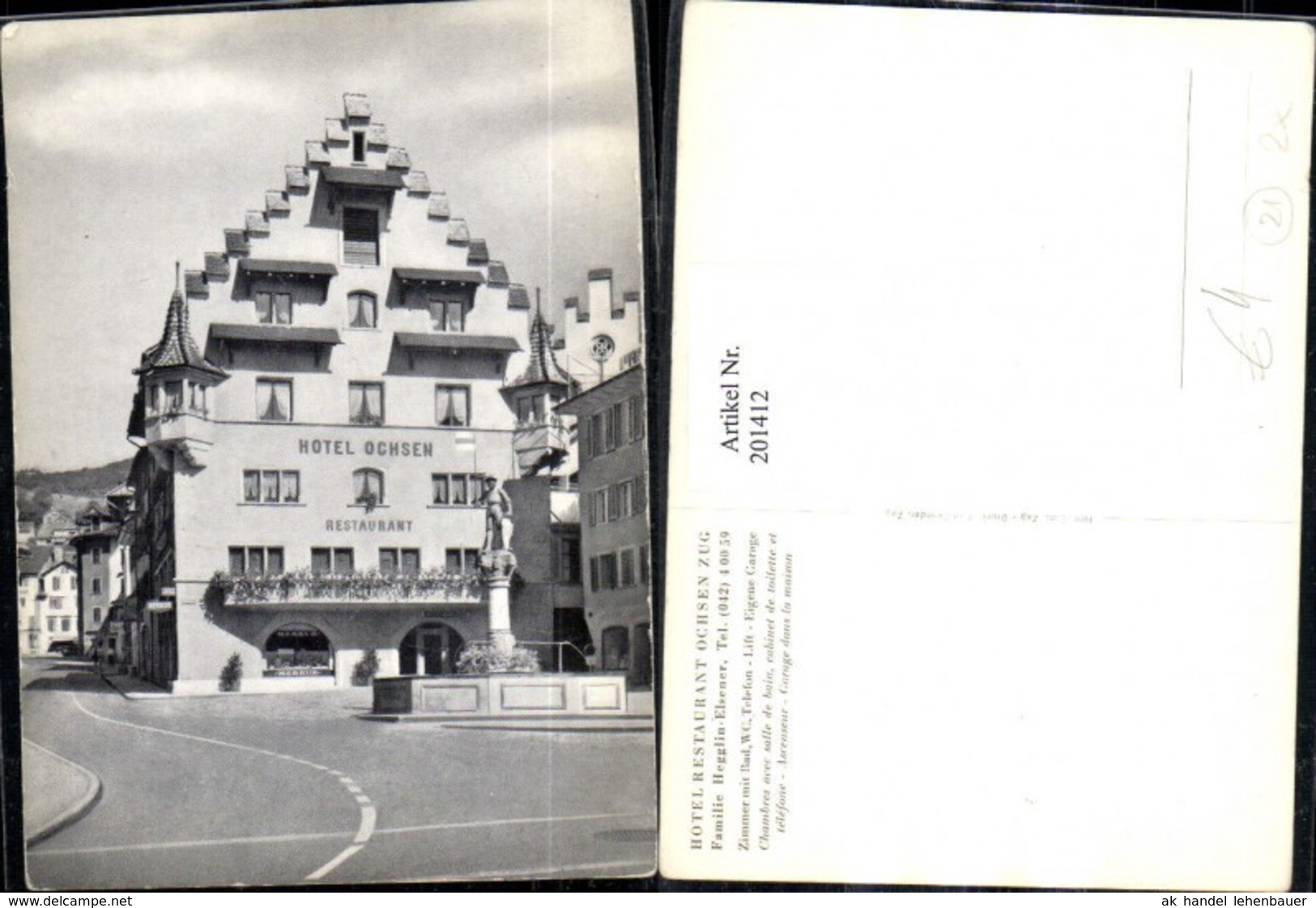 201412,Zug Hotel Pension Ochsen Fam. Hegglin Elsener - Zug