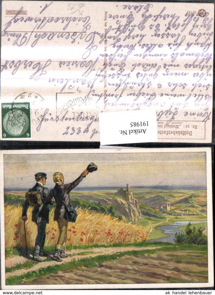 191985,K&uuml;nstler AK Paul Hey Volksliederkarten 30 M&auml;nner Am Weg Landschaft Pub Verein - Hey, Paul