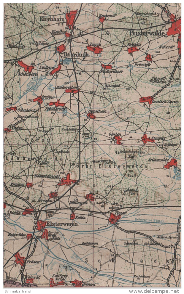 Wona Karte Blatt 722 Elsterwerda Finsterwalde Doberlug Kirchhain Biehla Prösen Plessa Sorno Hohenleipisch Grünewalde - Prösen