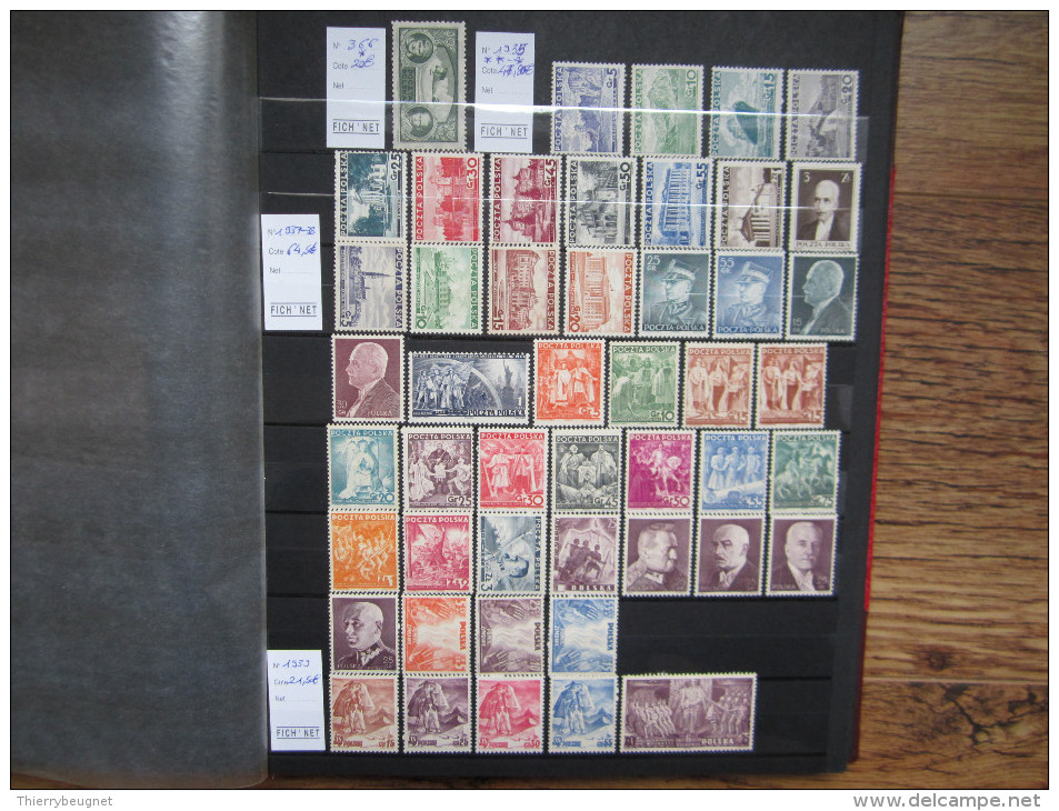 VEND SUPERBE COLLECTION DE TIMBRES NEUFS DE POLOGNE , 1933 - 1952 , DONT TIMBRES SURCHARGES DE 1951 !!!! - Collections