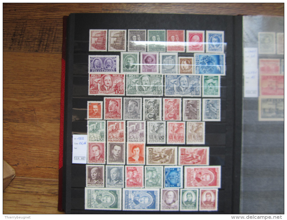 VEND SUPERBE COLLECTION DE TIMBRES NEUFS DE POLOGNE , 1933 - 1952 , DONT TIMBRES SURCHARGES DE 1951 !!!!