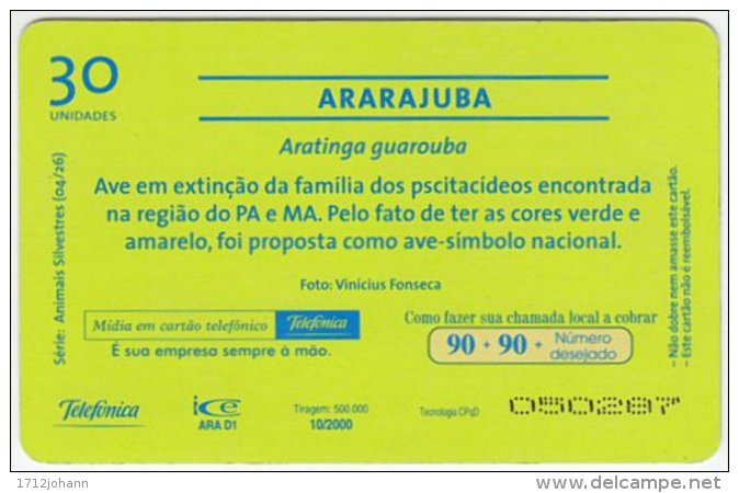 BRASIL C-652 Magnetic Telefonica - Animal, Bird, Parrot - Used - Brazilië