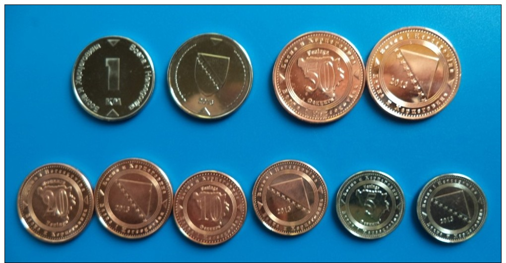 +Bosnia  And Herzegovina,  Set  Coins, 1 Marka, 50 +20+10+5 Pfeninga  2013. UNC - Bosnië En Herzegovina