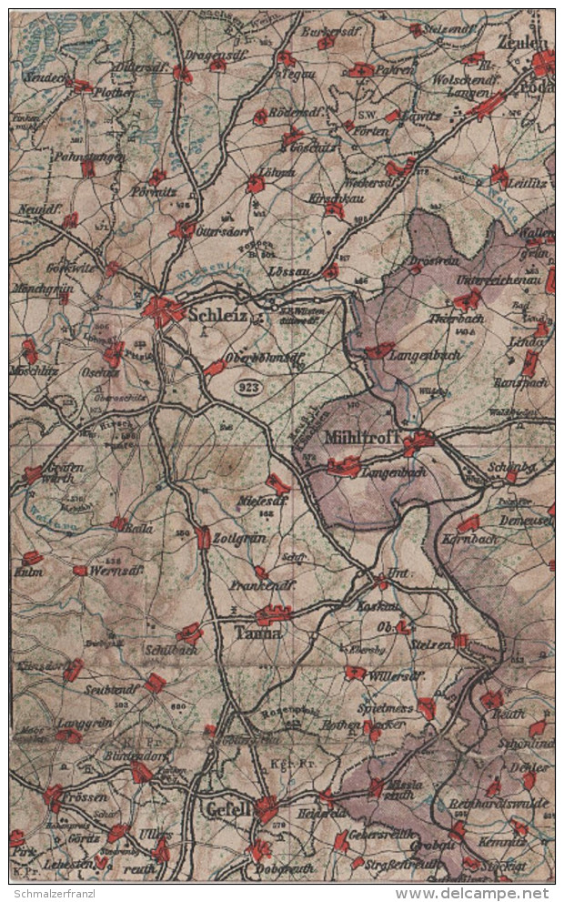Wona Karte Blatt 923 Schleiz Mühltroff Gefell Zeulenroda Tanna Reuth Neundorf Kirschkau Tegau Plothen Oschitz Schönberg - Kirschkau