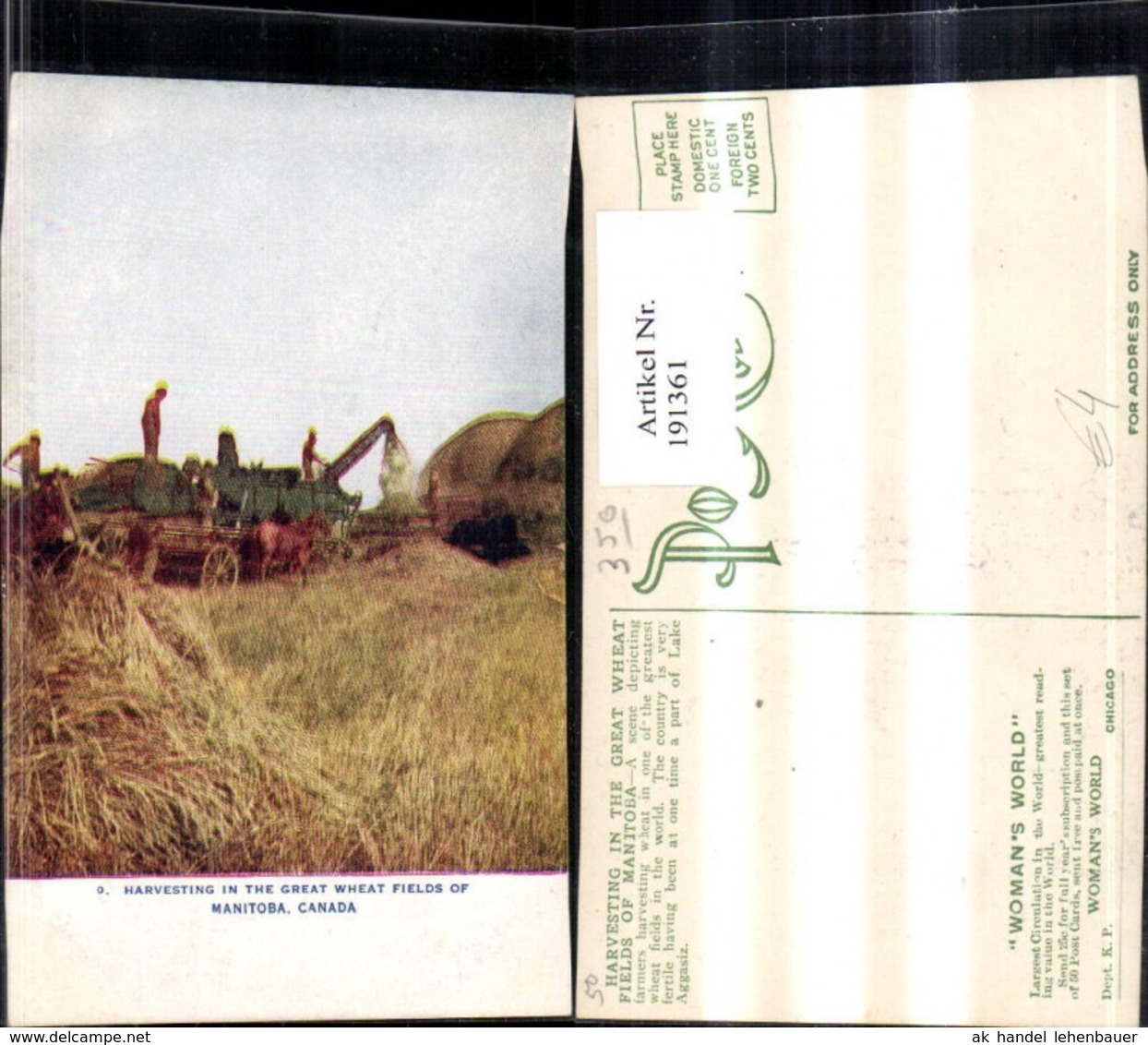 191361,Manitoba Harvesting In The Great Wheat Fields Of Manitoba - Other & Unclassified