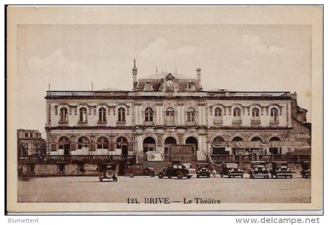 CPA Corrèze Brive écrite Théâtre Voiture Automobile - Brive La Gaillarde