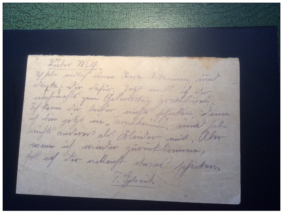 Deutsches Reich Germania Antwort Postkarte + Infla Gest. NORWEGEN BAHNPOST + Stettin 1921 (Brief Cover Norway Railroad - Lettres & Documents