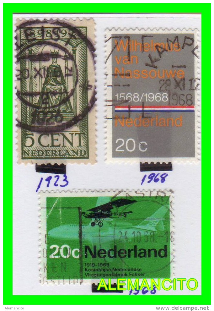 HOLANDA - PAISES BAJOS  ( EUROPA )  3 SELLOS  AÑO 1923-68 - Usados