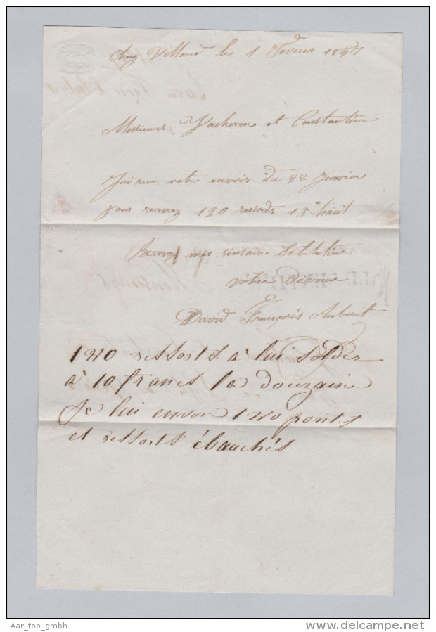 Heimat Schweiz VD LE SENTIER Langstempel 1857-02-01 Wert Brief Nach Genf - Briefe U. Dokumente