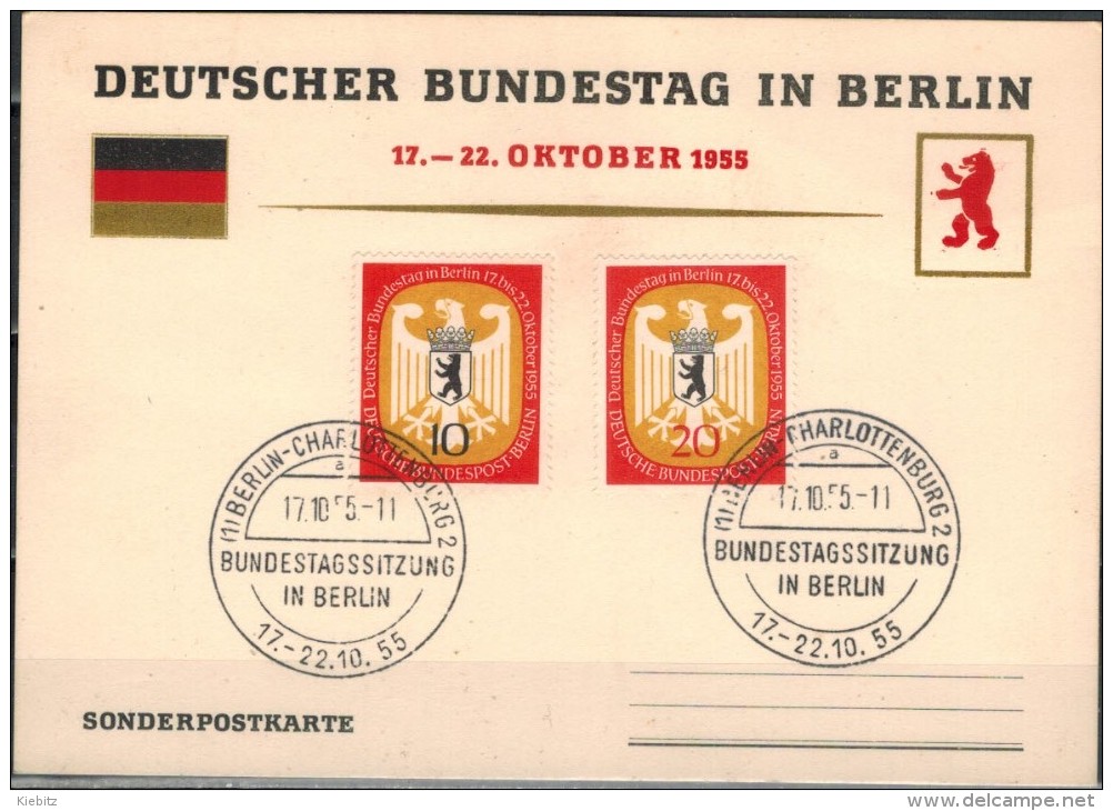 BERLIN 1955 - Sonderkarte Mit MiNr:129-130 Bundestag Berlin - Briefe U. Dokumente