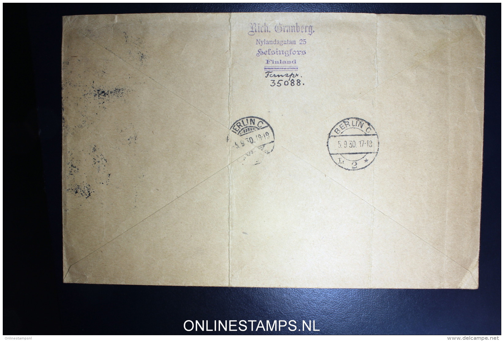 Finland Registered Airmail Cover 1930 Mixed Stamps Helsinki To Berlin  Mi 158 - 160 - Covers & Documents