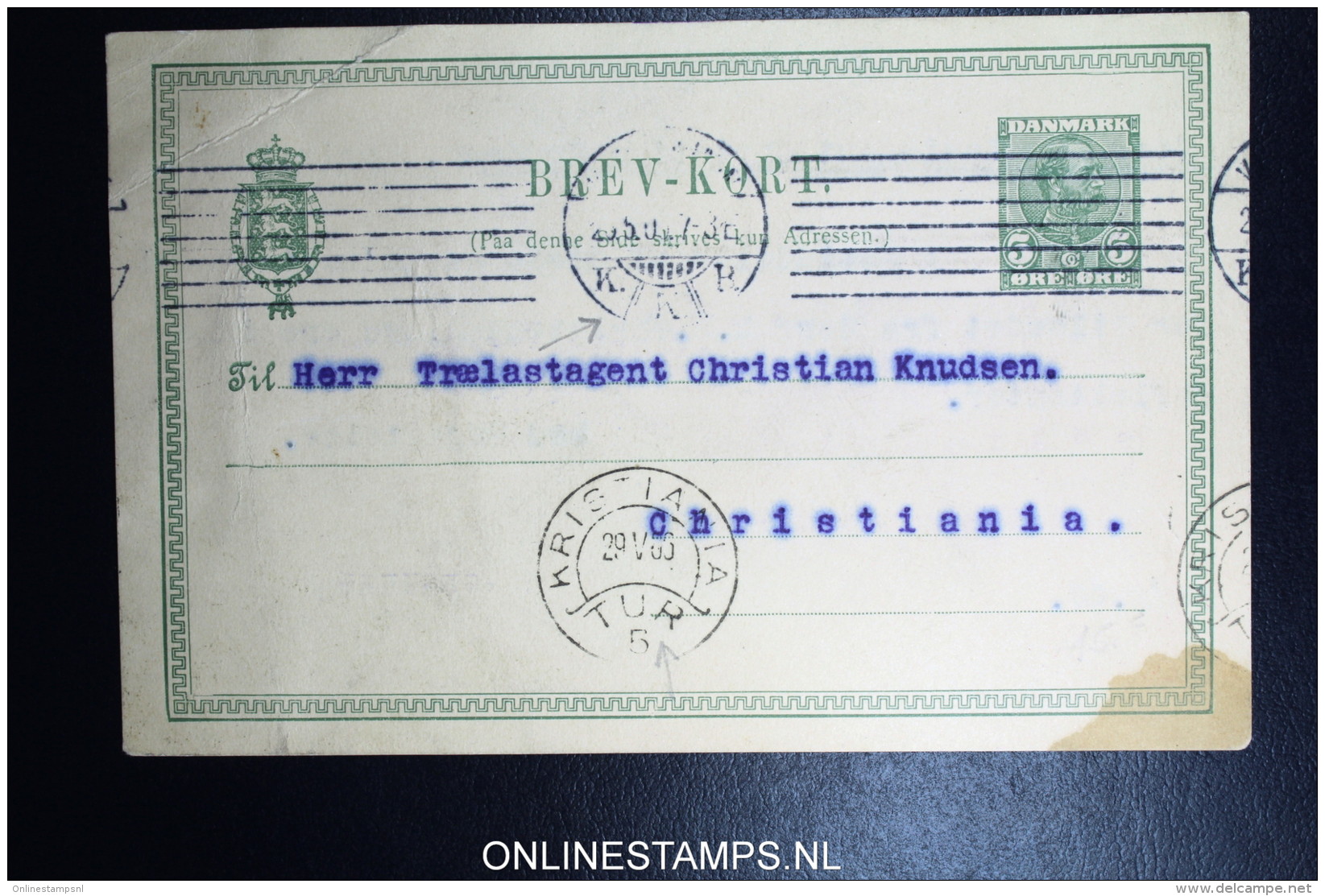 Denmark Postcard 1906 With Rare Cancel Kristiania 5 Tur Cancel - Postal Stationery