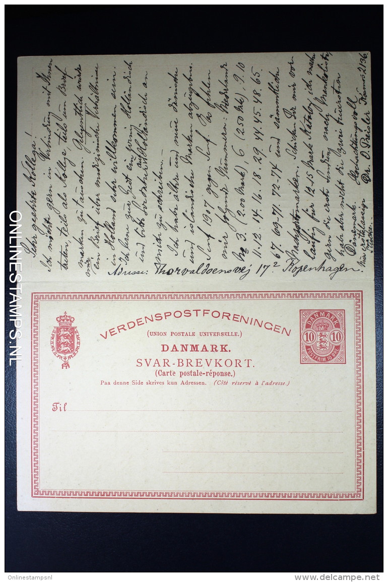 Denmark Postcard With Answer P 27 Used Copenhagen To Amsterdam - Postal Stationery
