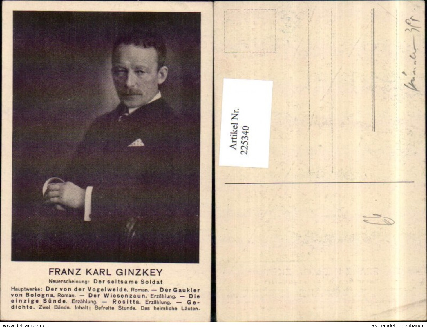 225340,Schriftsteller Dichter Franz Karl Ginzkey Portrait - Artisti