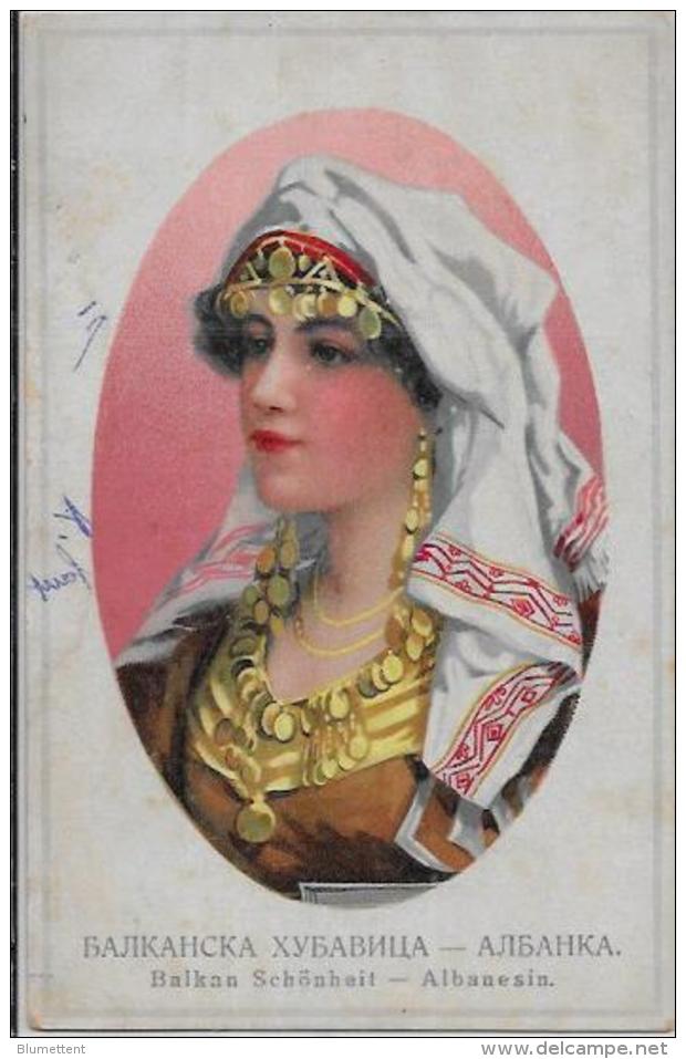 CPA Albanie Albania écrite Type Femme - Albanien