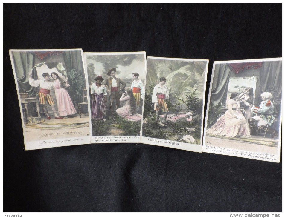 Série  COMPLETE "  Paul Et Virginie " 10 Cartes Photo . Avant 1904. Voir 4 Scans. - Sonstige & Ohne Zuordnung