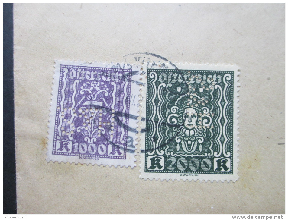Österreich 1923 Nr. 391 Und 405 MiF Perfin / Firmenlochung!! Hauser & Sobotka A.G. Nach Zürich. Perfin H & S - Covers & Documents